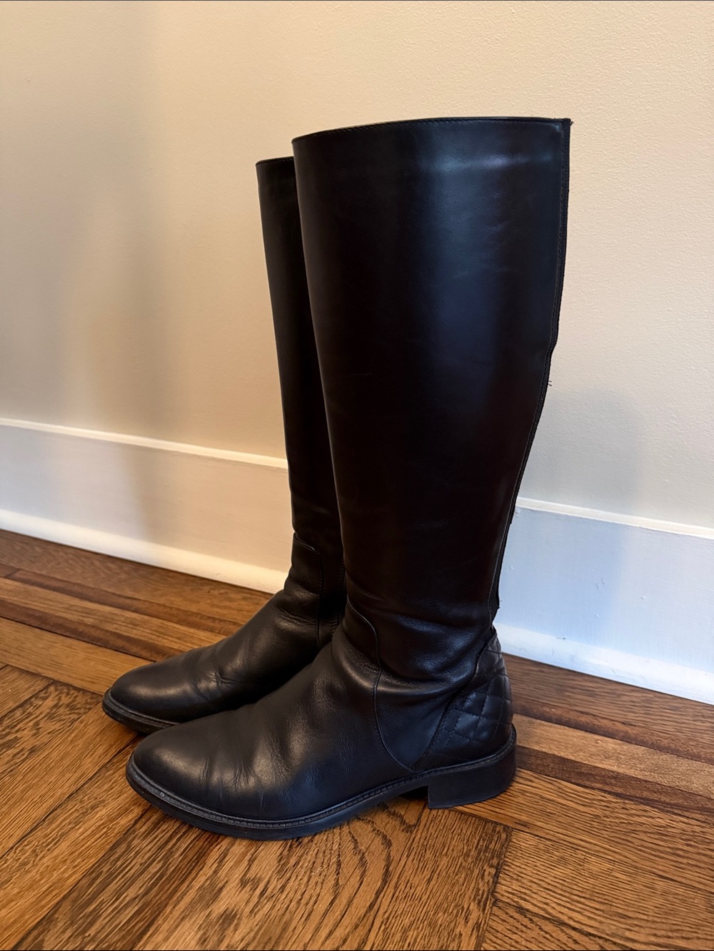 Aquatalia Tall Leather Riding Boots - Black